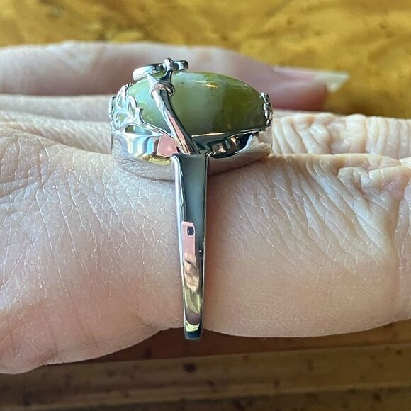 Claddagh Ring S-S2887 Ladies Sterling Silver Made in Ireland  Natural Connemara Marble Sterling Silver Claddagh Ring Size 8